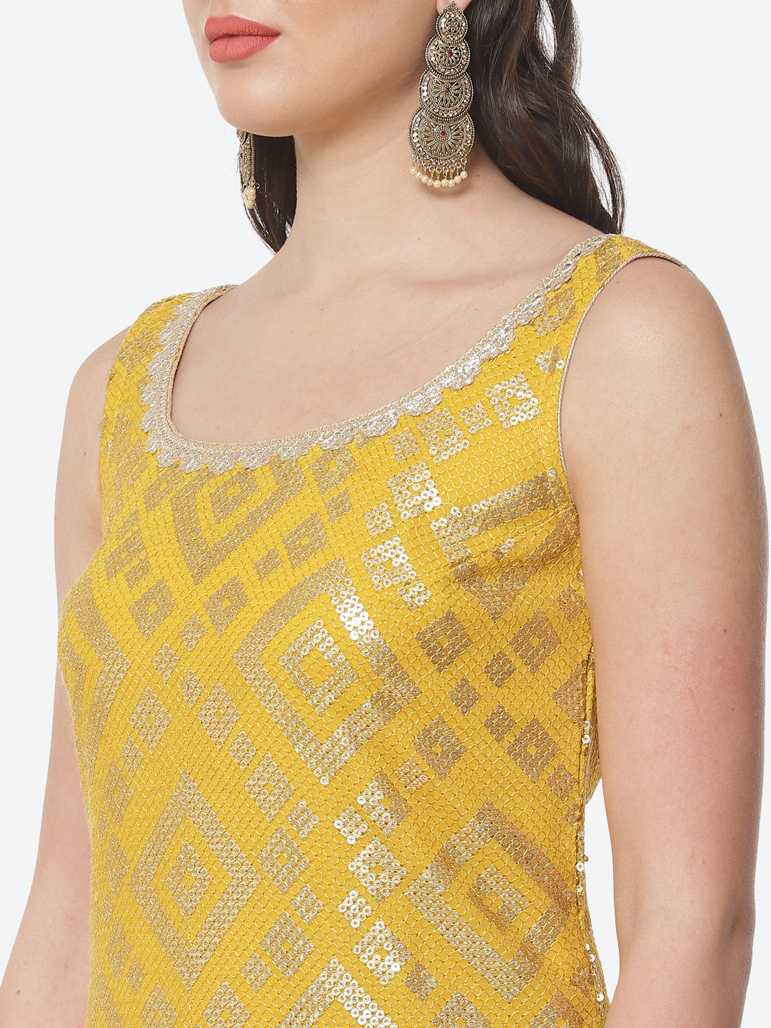 Sequence Work Georgette Stitched Salwar Kameez With Net Dupatta