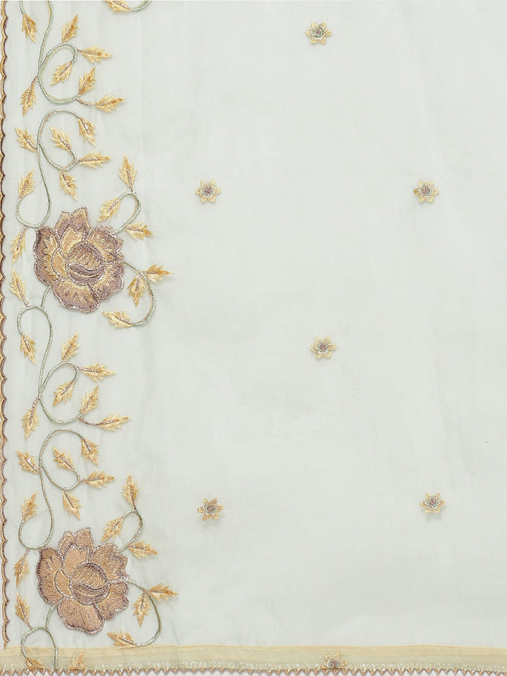 Embroidered Chanderi Unstitched Suit Piece With Dupatta