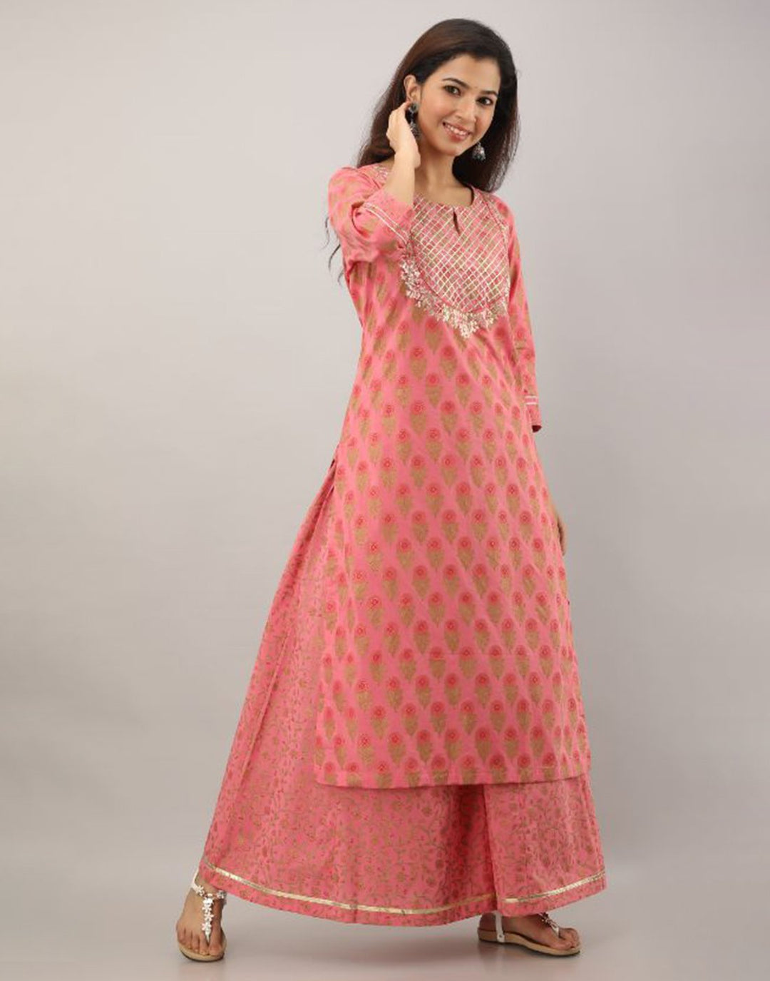 Printed Cotton Kurti With Palazzo