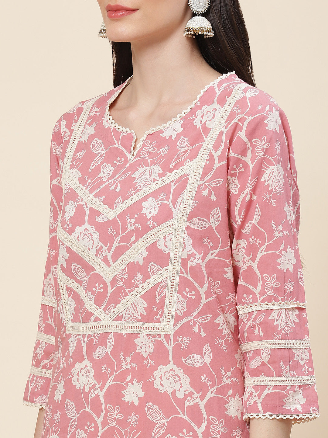 Printed Cotton Kurta With Pants