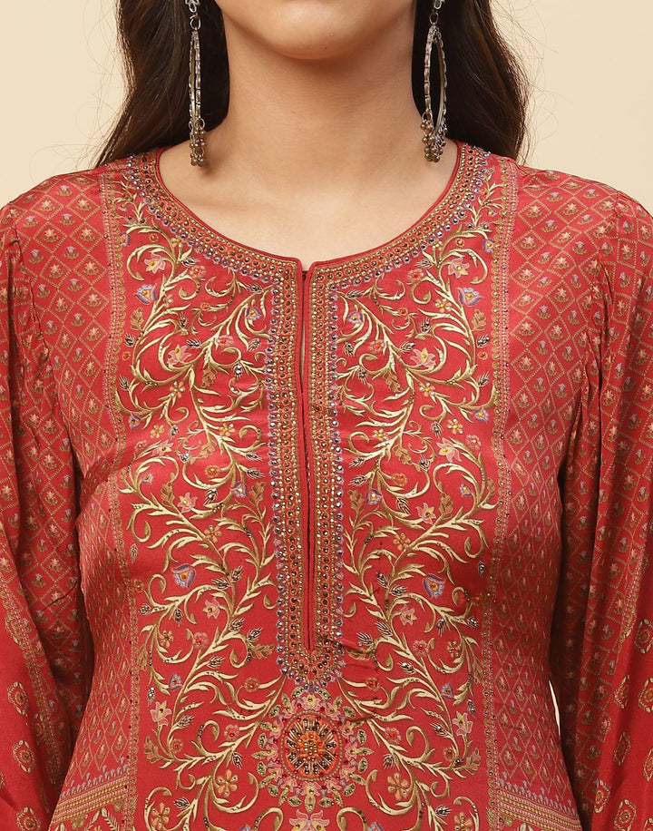 Digital Printed Crepe Salwar Kameez Stitched Suit With Georgette Dupatta