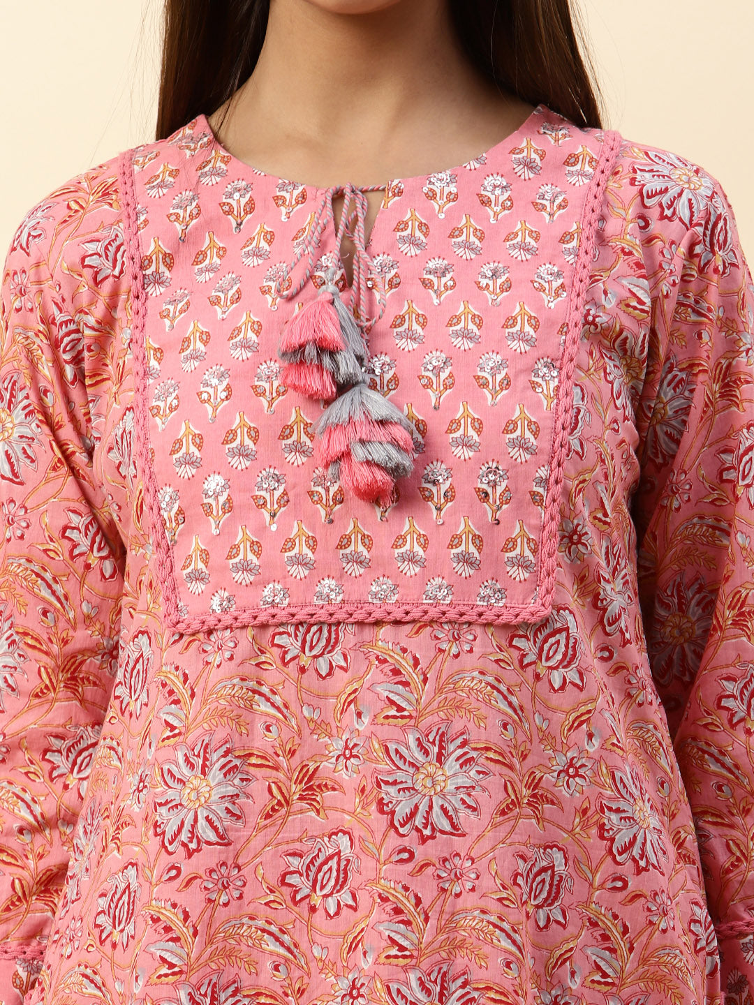 Printed Cotton Kurta With Pants