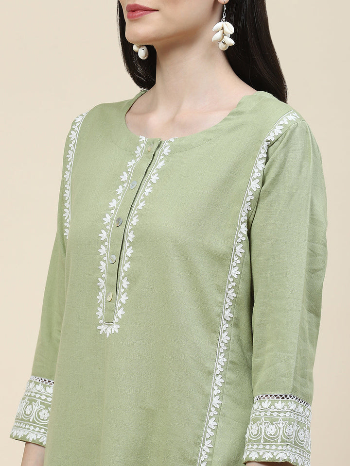 Plain Cotton Kurta With Pants