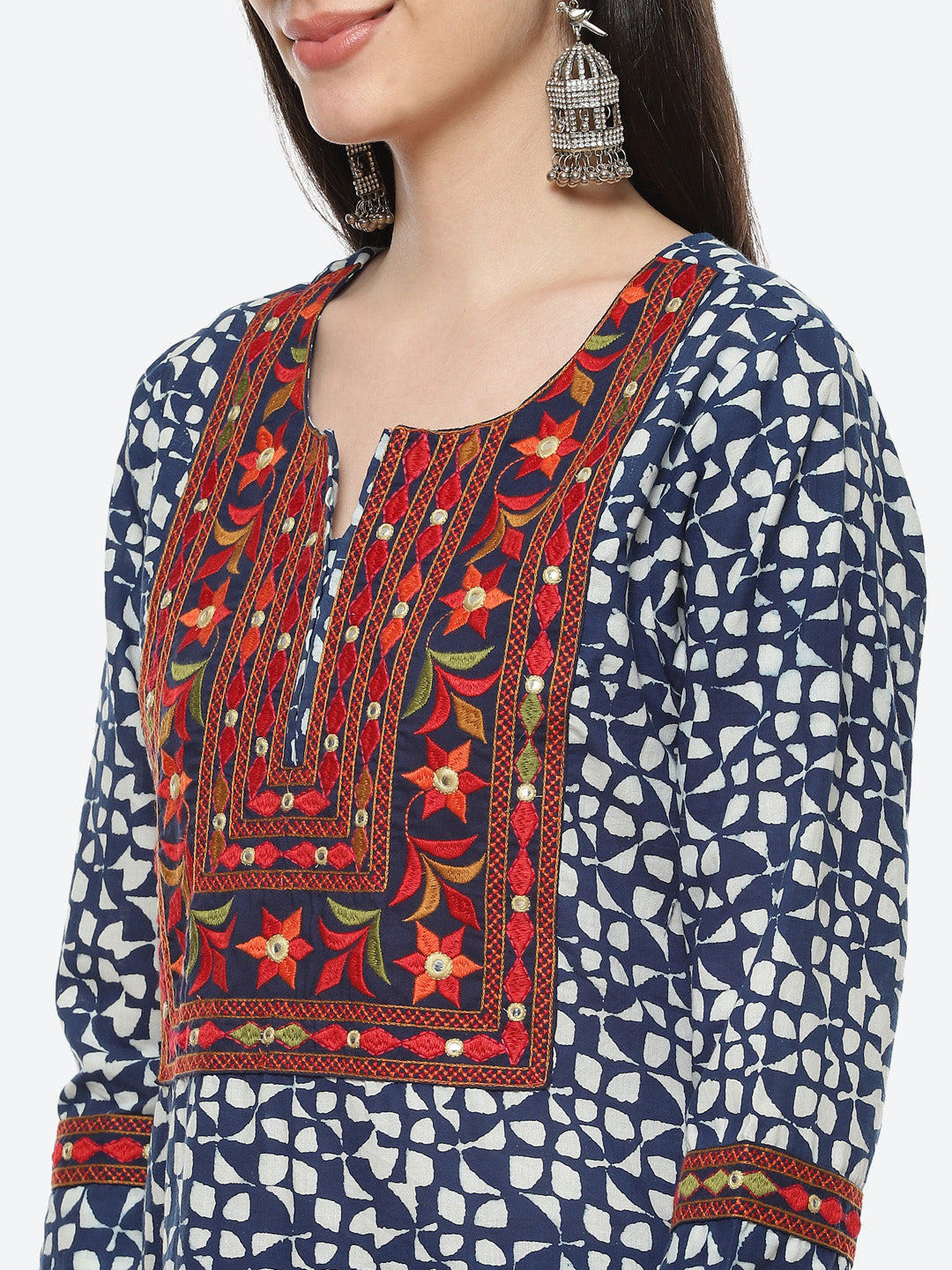 Printed Gota Patti Cotton Kurti With Pant
