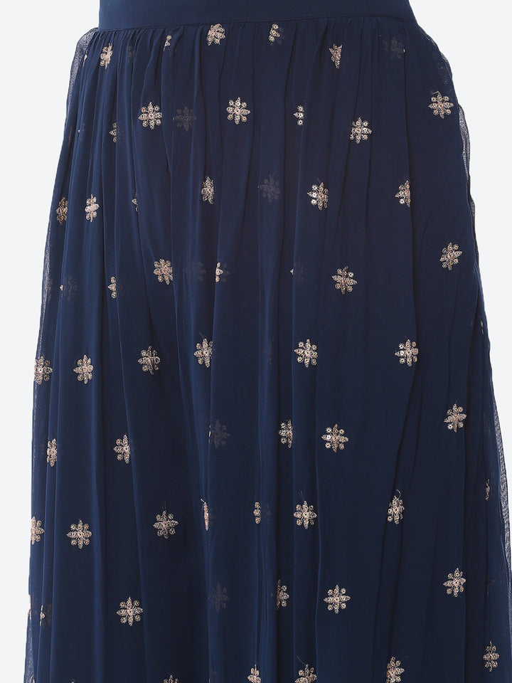 Sequin Georgette Kurta With Palazzo &amp; Dupatta