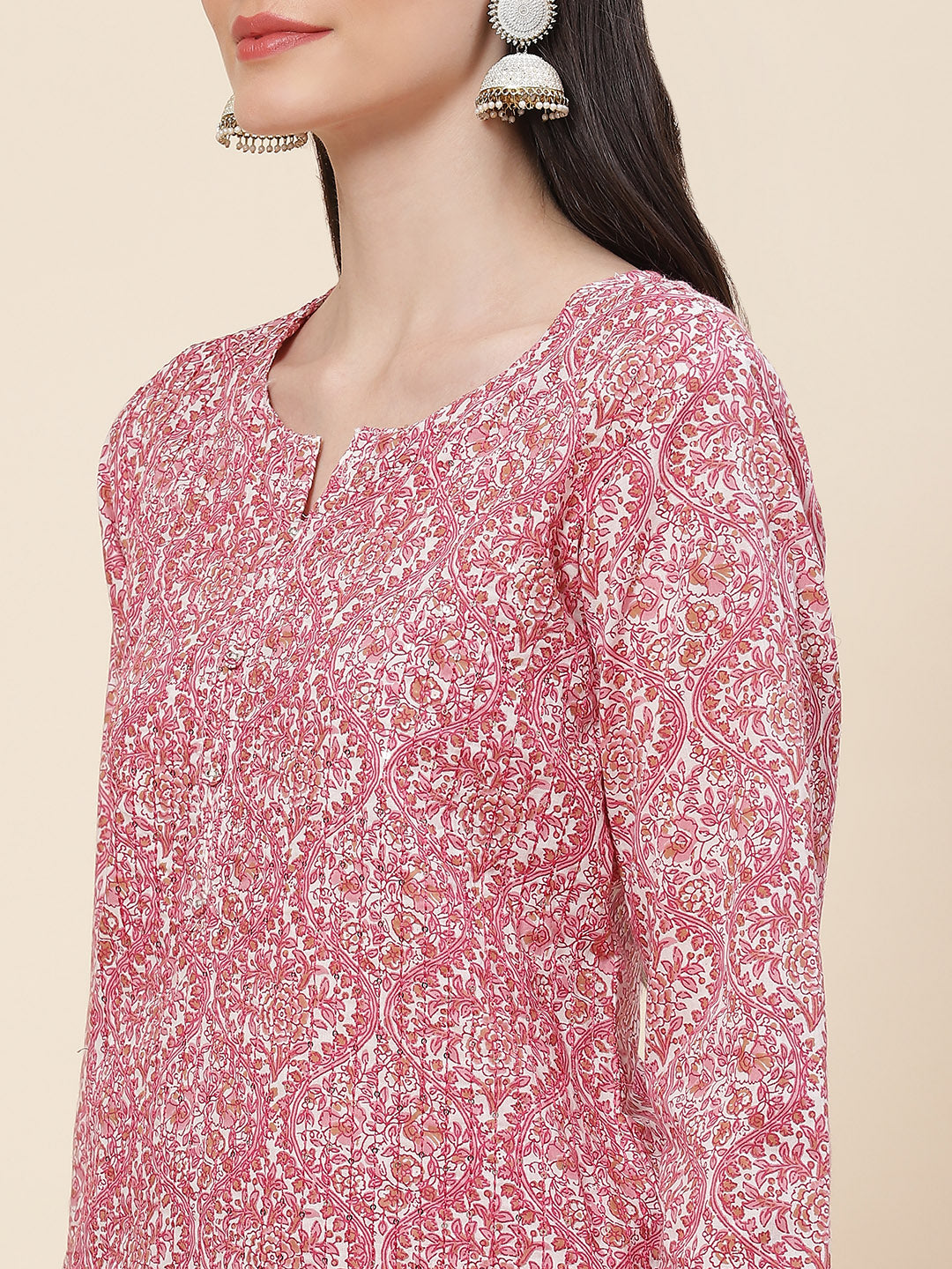 Printed Cotton Kurta With Pants