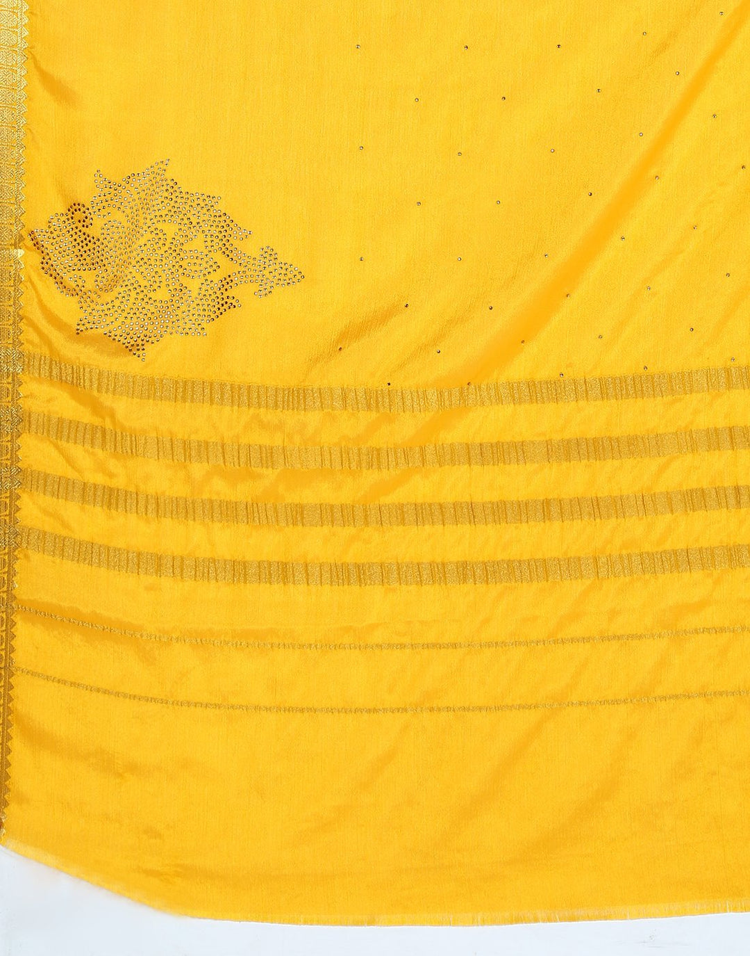 MBZ Meena Bazaar-Yellow Art Crepe Saree