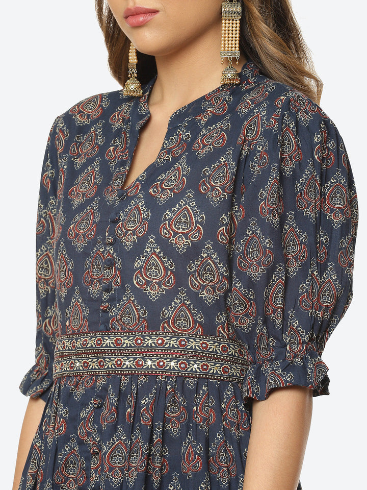 Floral Printed Cotton Anarkali Kurta