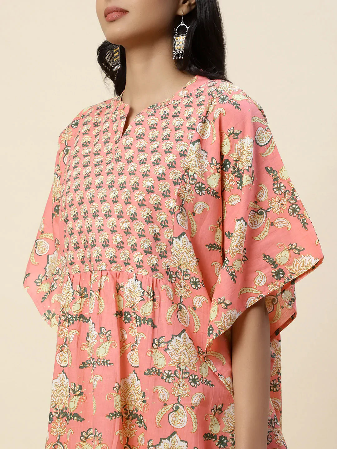 Floral Printed Cotton Kaftan Kurti