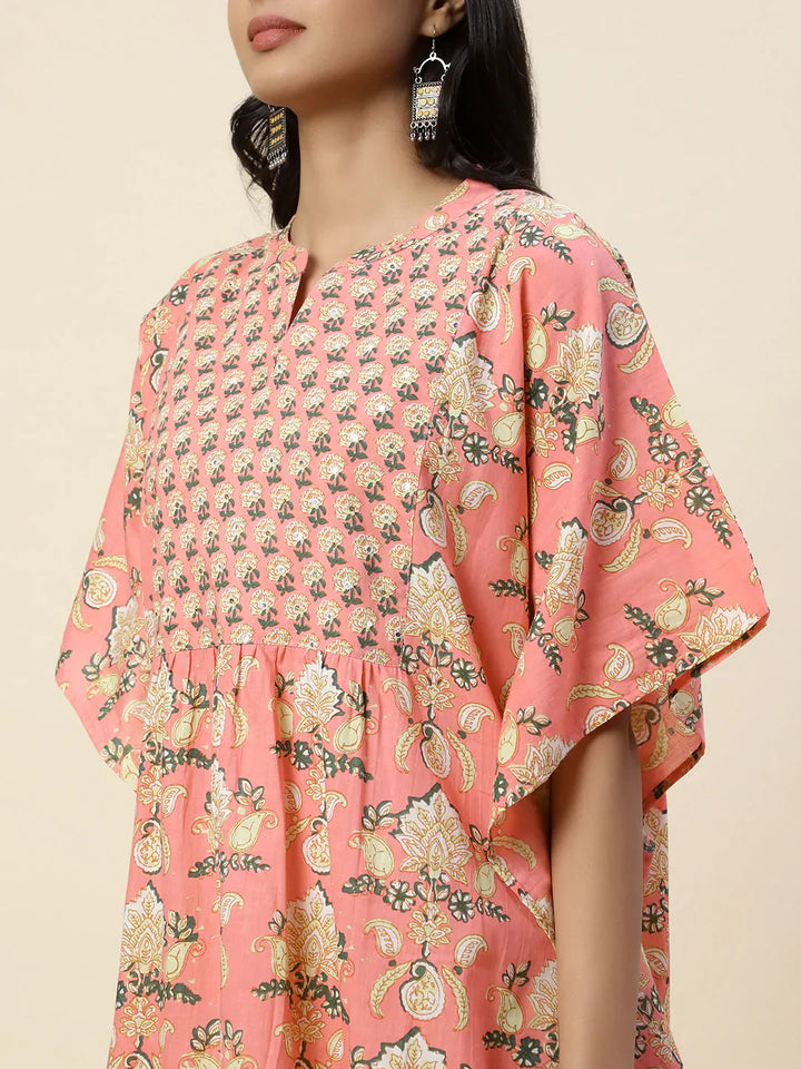 Floral Printed Cotton Kaftan Kurti