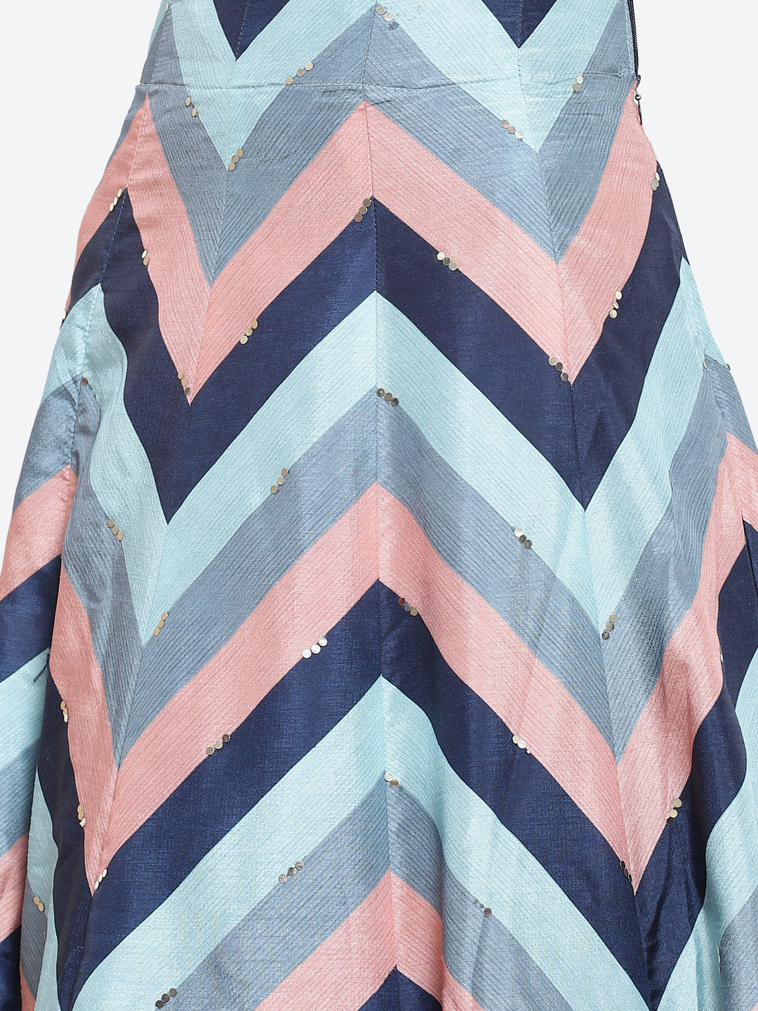 Zig Zag Printed Tussar Lehenga With Choli And Net Dupatta