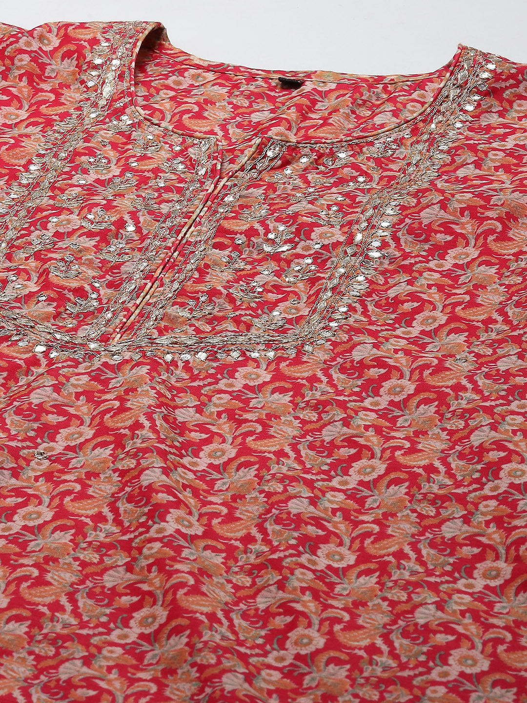 Printed Gota Work Chanderi Kurta With Pants