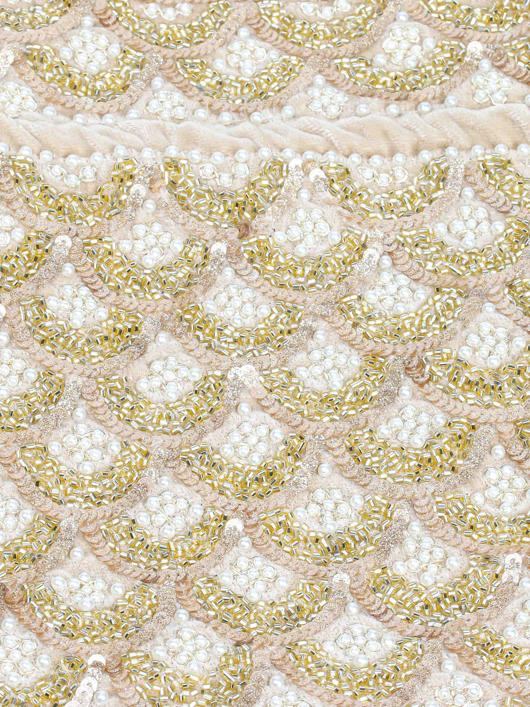 Golden Sequin &amp; Pearl Embroidered Potli Bag
