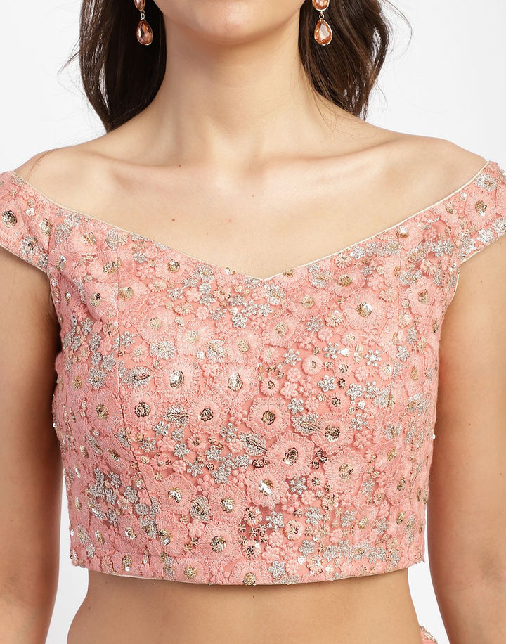 MBZ Meena Bazaar-Pink Cotton Chanderi Laacha