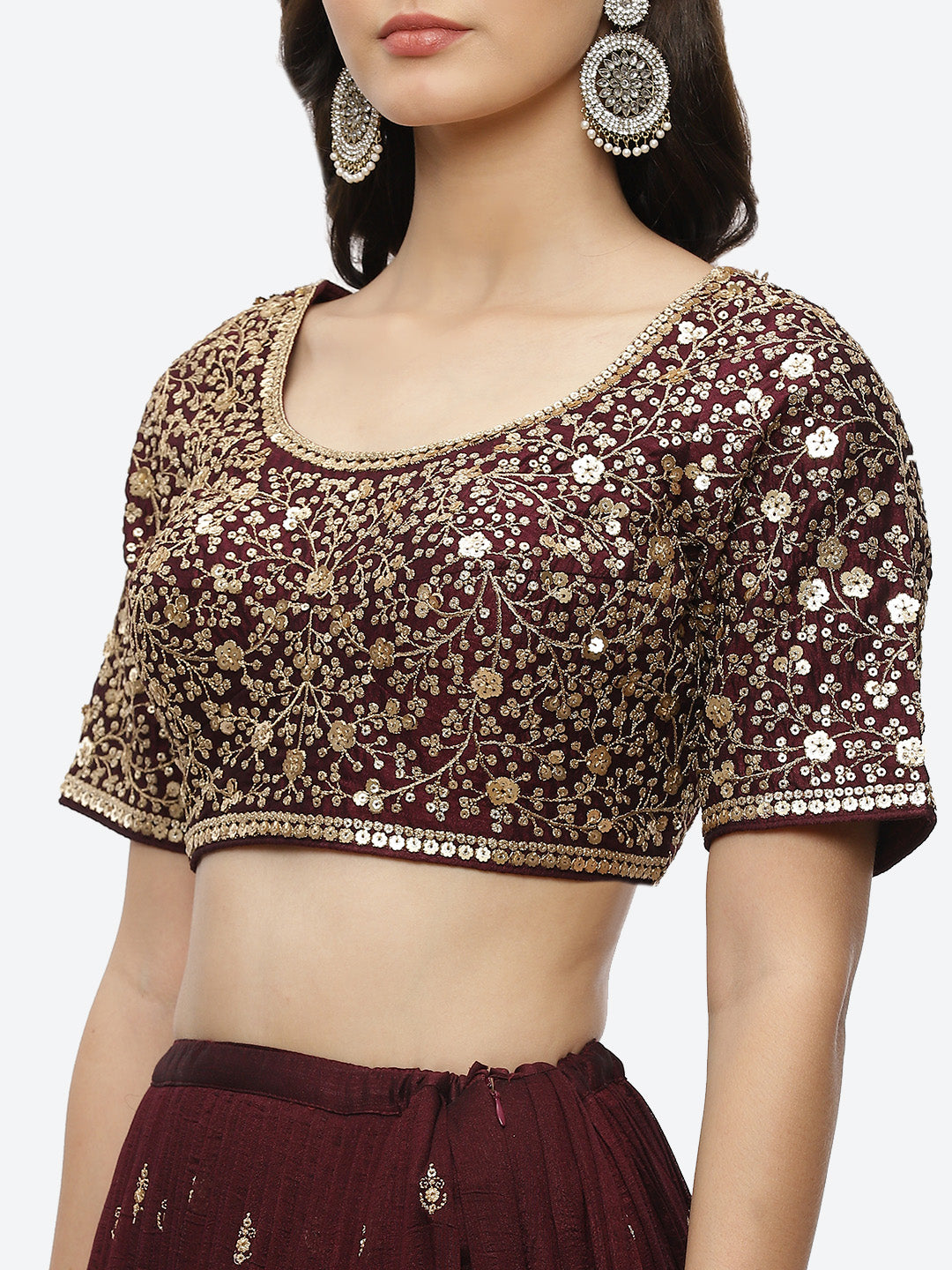 Sequin Work Art Handloom Choli With Lehenga &amp; Net Dupatta