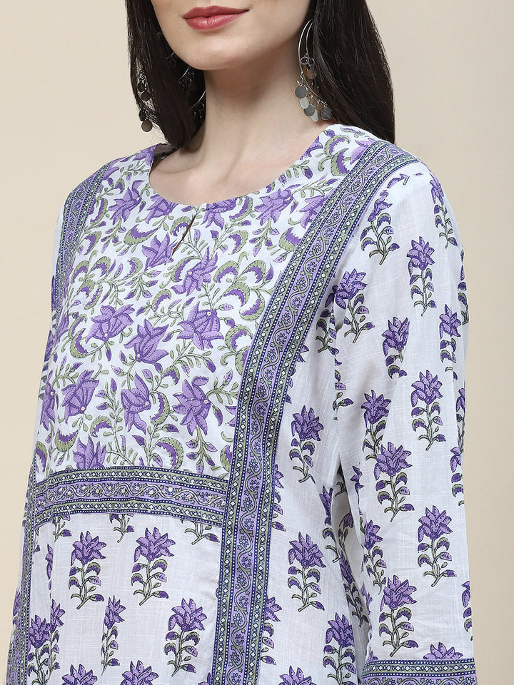 Printed Cotton Kurta With Pants