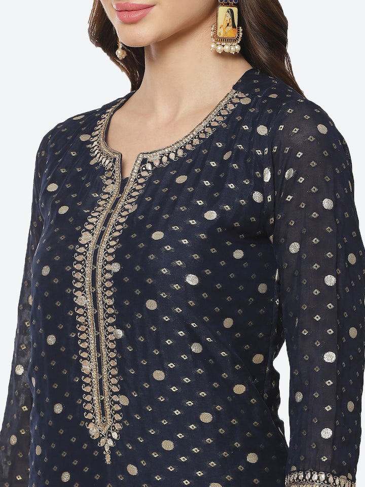 Sequence Gota Patti Georgette Kurti With Pant
