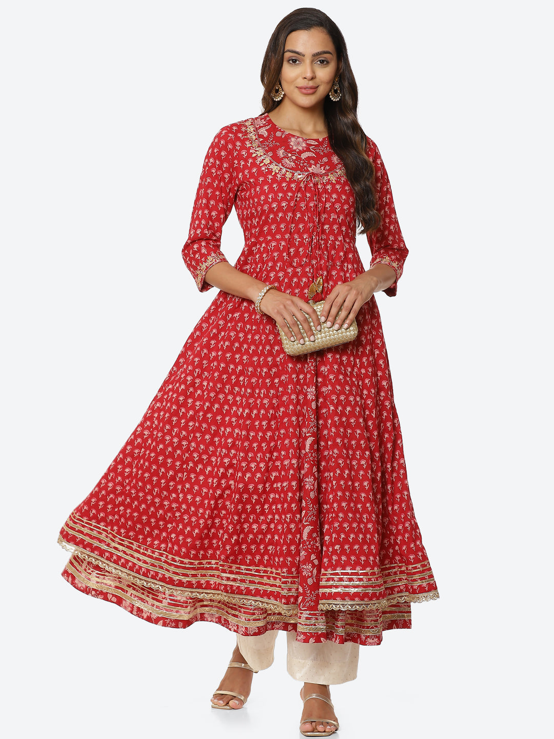 Printed Cotton Double Layered Anarkali Kurta