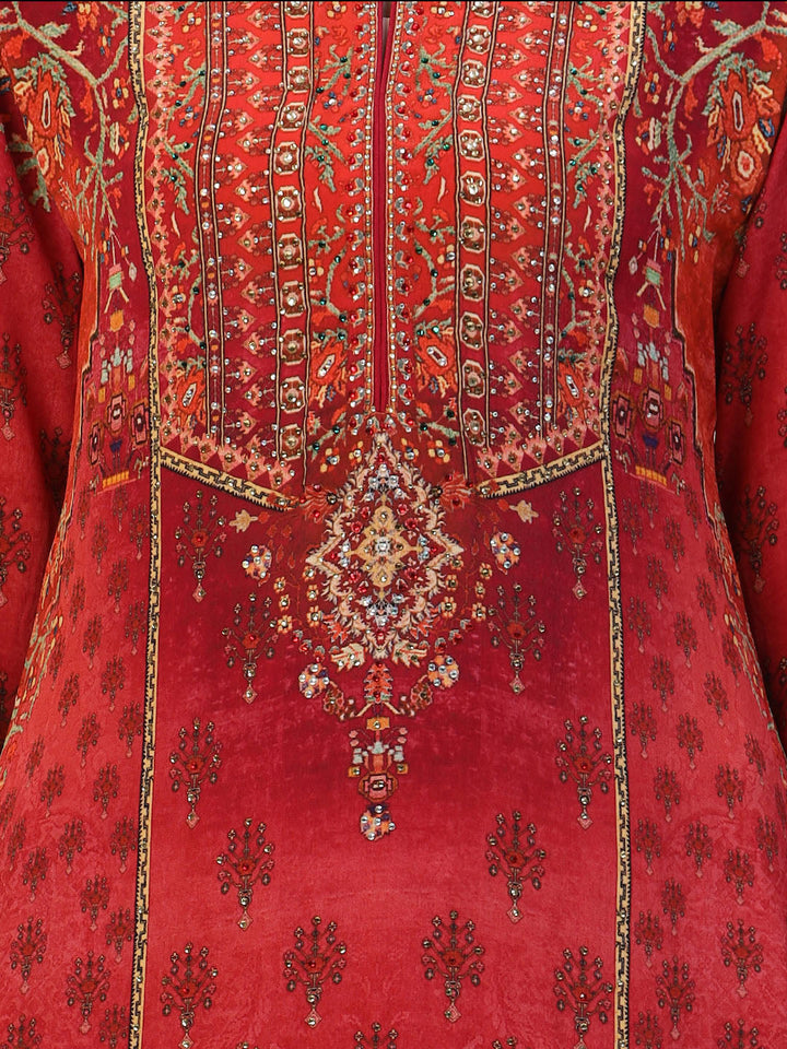 Digital Printed Crepe Kurta With Palazzo &amp; Dupatta
