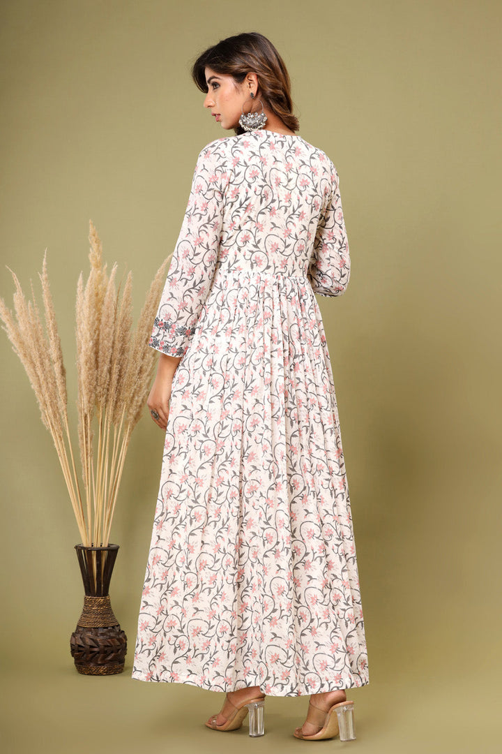 Printed Cotton Kurta With Pants &amp; Dupatta