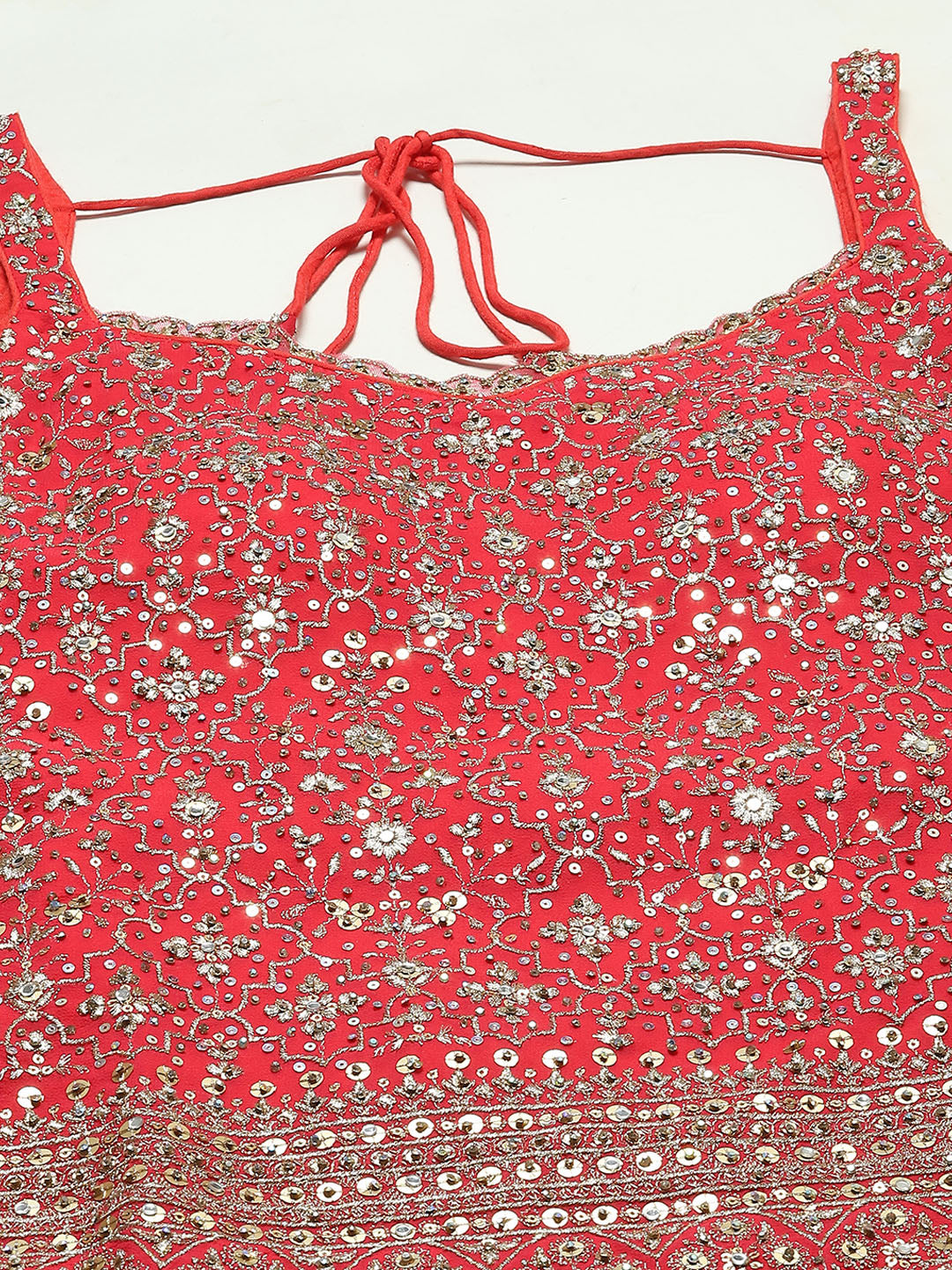 Zari Jaal Embroidered Georgette Kurti With Lehenga &amp; Dupatta