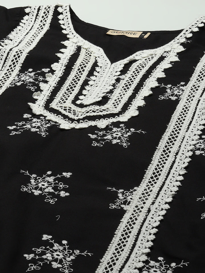 Embroidered Cotton Suit Set With Dupatta