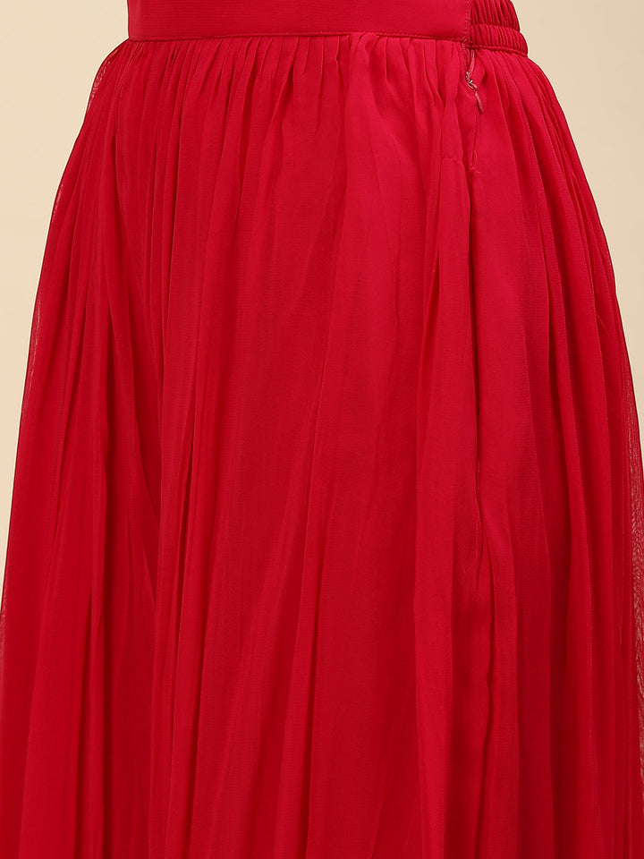 Zari Jaal Georgette Kurta With Palazzo &amp; Dupatta