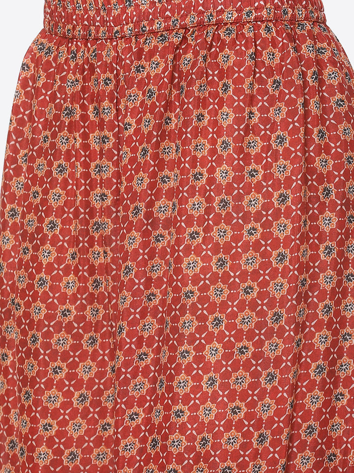 Gota Neck Printed Cotton Kurta With Garara &amp; Dupatta