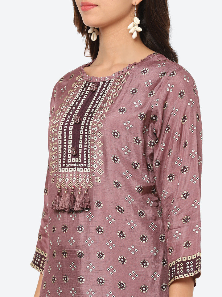 Printed Muslin Kurta With Pant