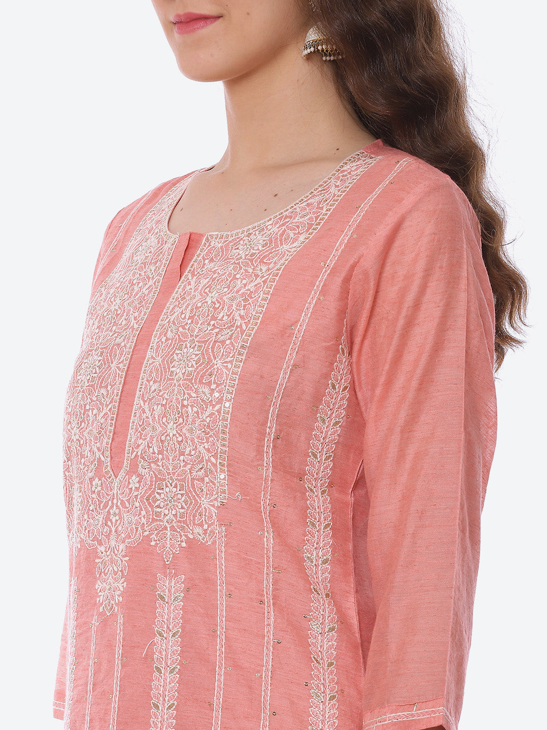 Resham Embroidered Chanderi Kurta With Pant