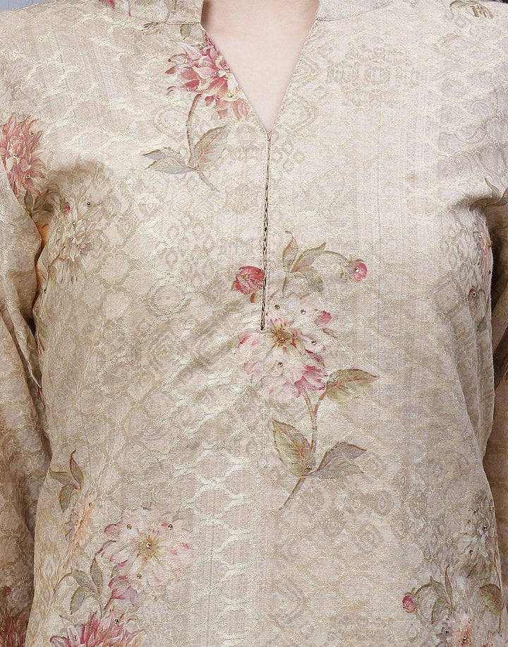 Chanderi Floral Printed Kurti Pant Set