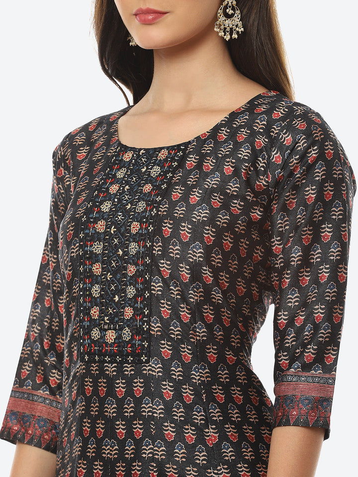Mirror Work Printed Handloom Kurta