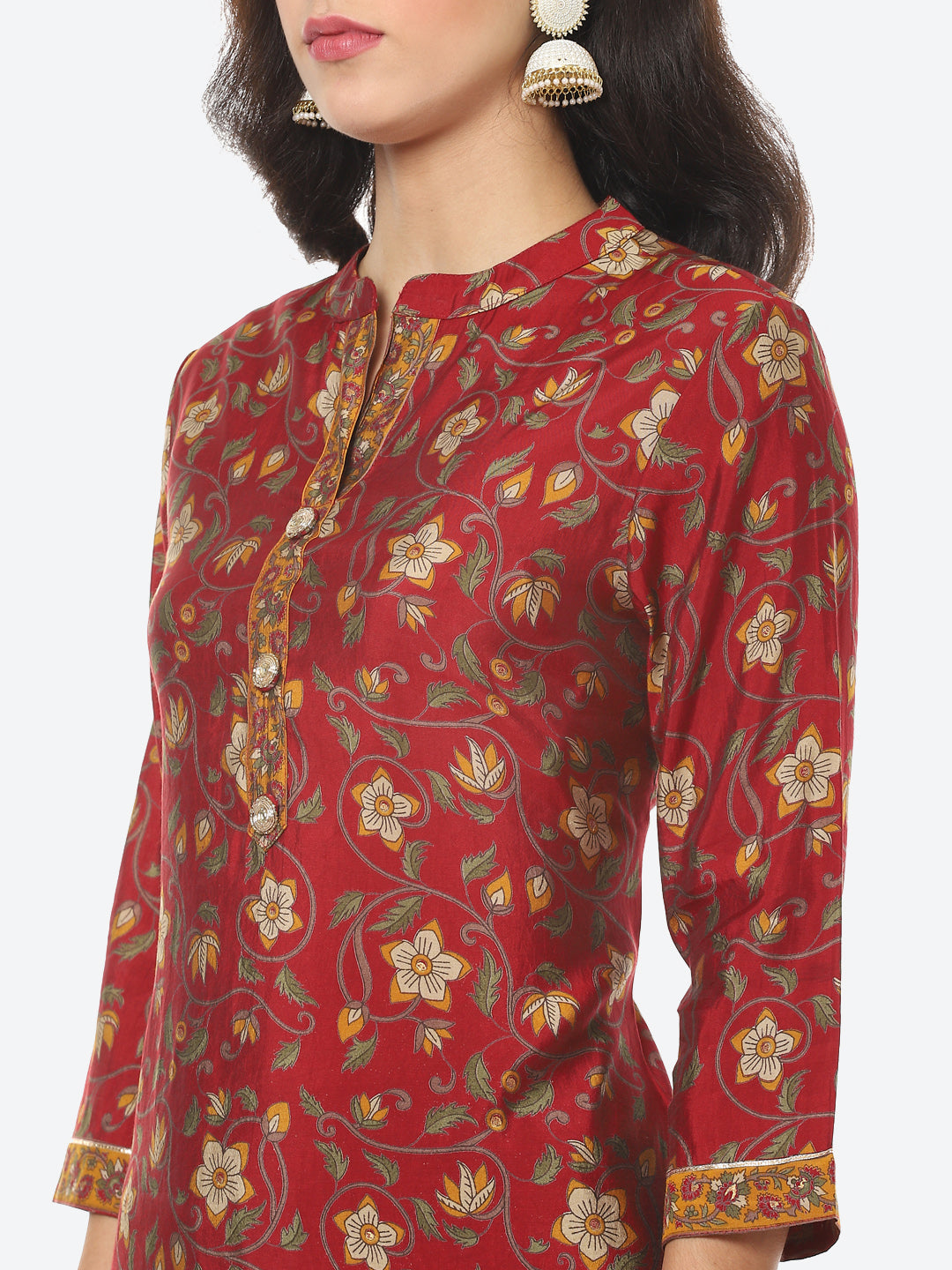 Floral Printed Muslin Kurti With Pant