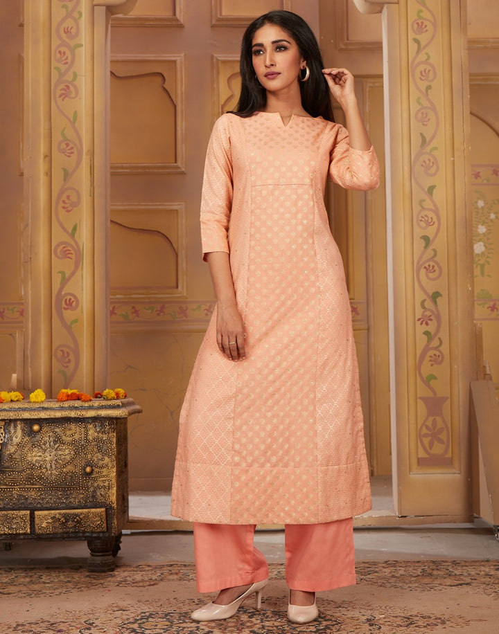Printed Cotton Chanderi Kurti With Plazzo