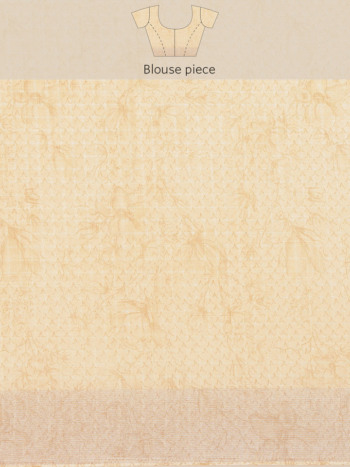 Digital Floral Printed With Zari Border Cotton Saree