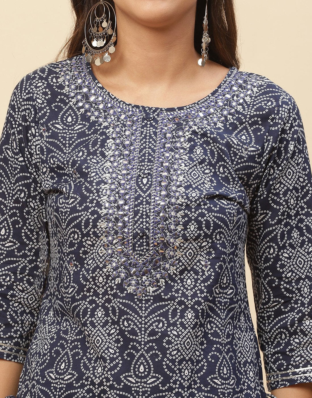 Embroidered Cotton Kurti With Pant