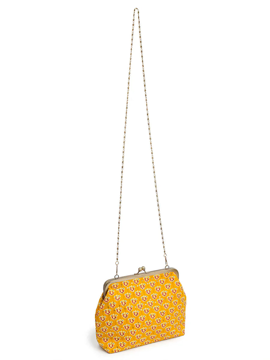 Mustard Printed Cotton Clutch