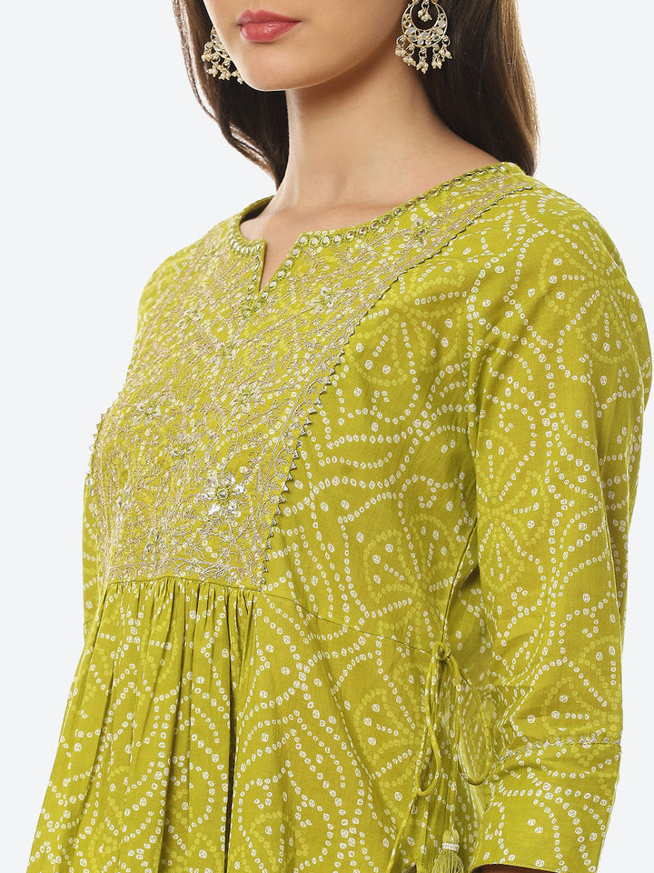 Resham Mirror Printed Cotton Kurta