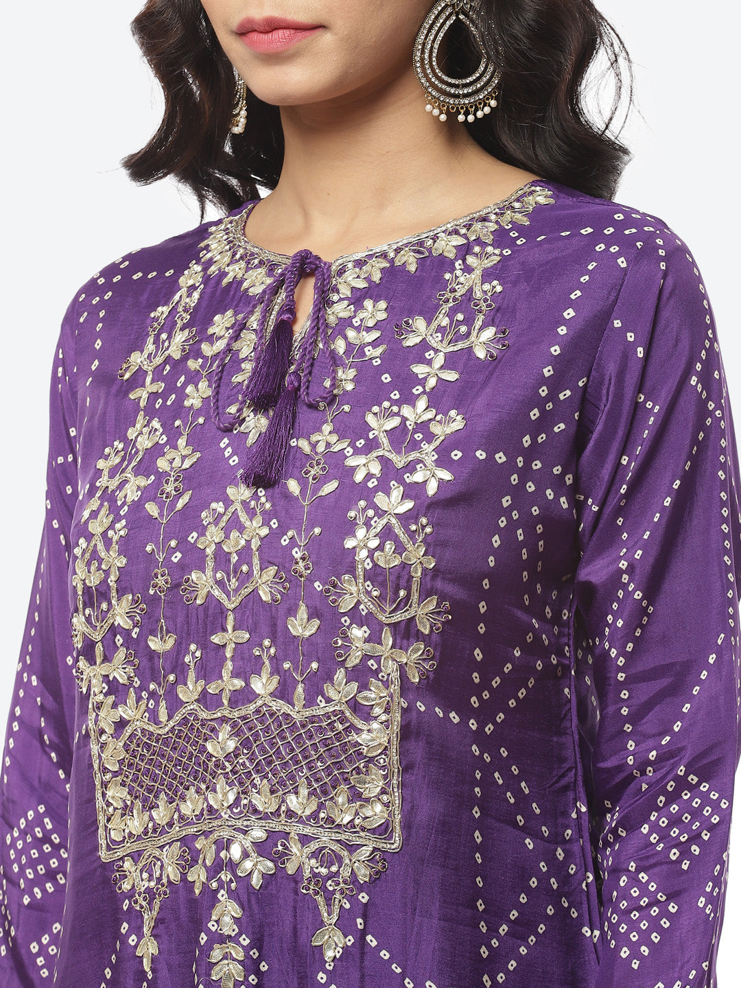 Gota Work Art Handloom Stitched Salwar Kameez With Chiffon Dupatta