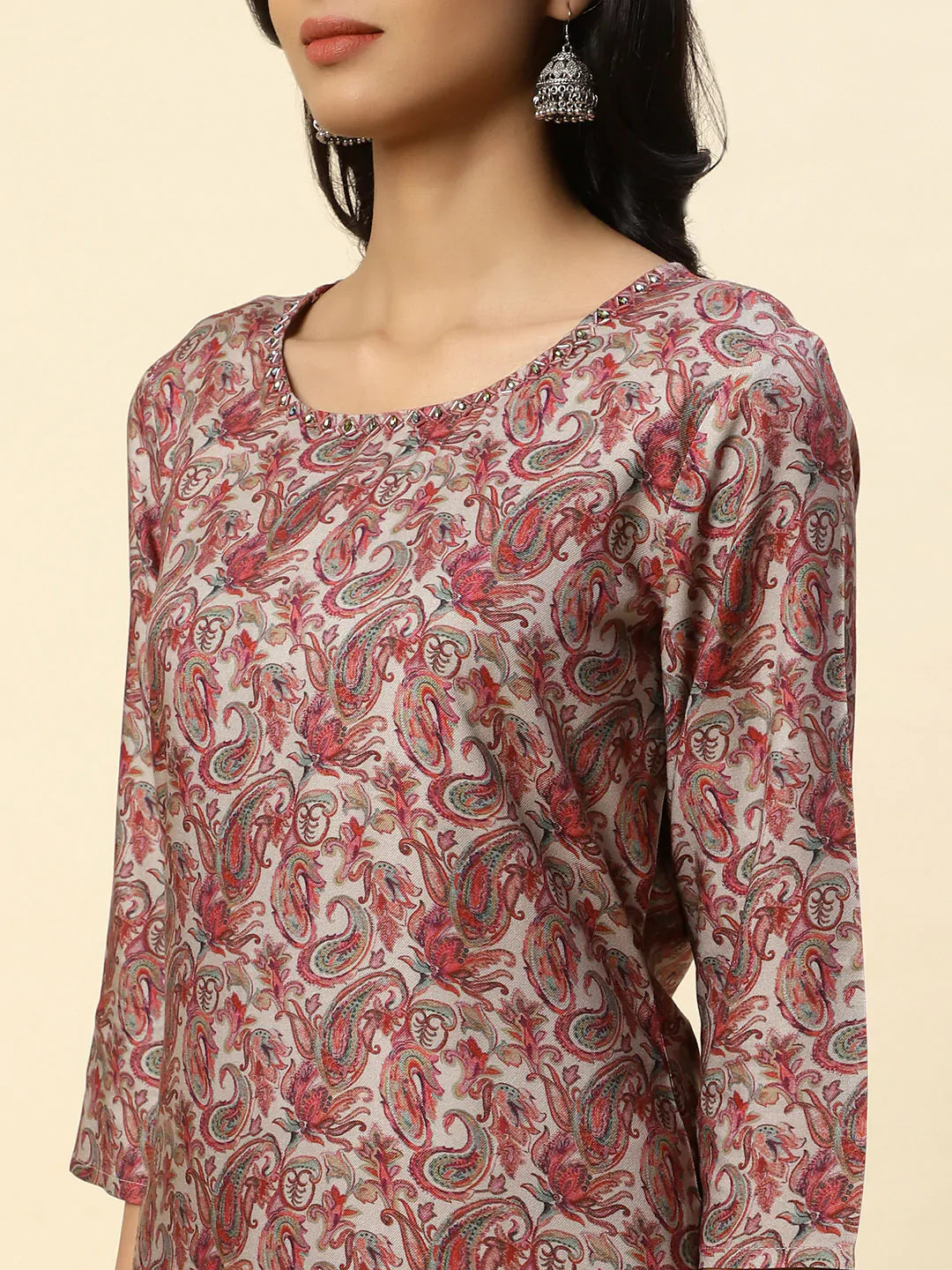 Floral Printed Pashmina Kurta With Pants