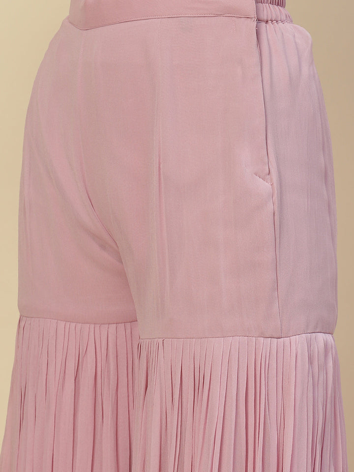 Resham Jaal Embroidered Georgette Kurta With Garara &amp; Dupatta