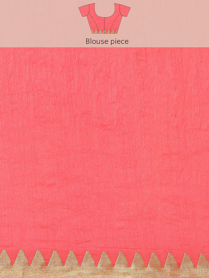 Plain Art Handloom Saree with  Temple Border