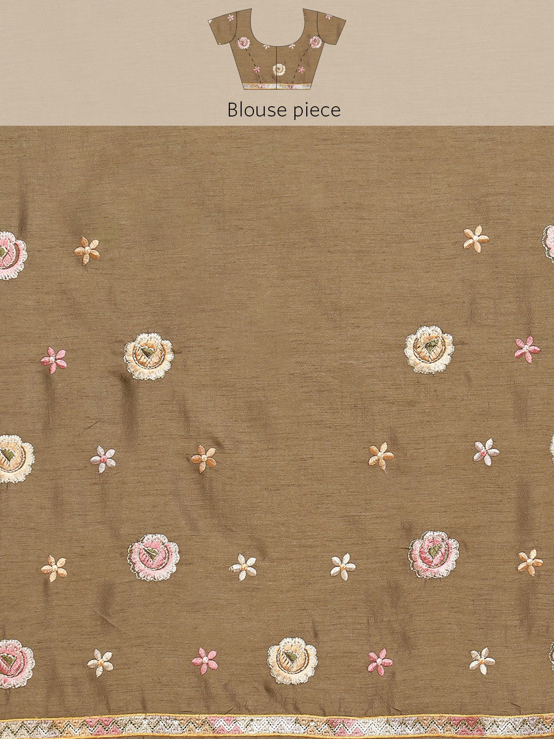 Thread Work Embroidered Art Tussar Saree