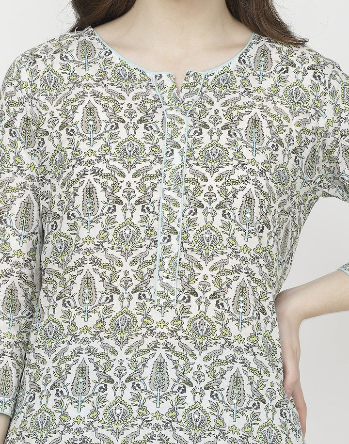 Cream Peach Cotton Kurti with Palazzo