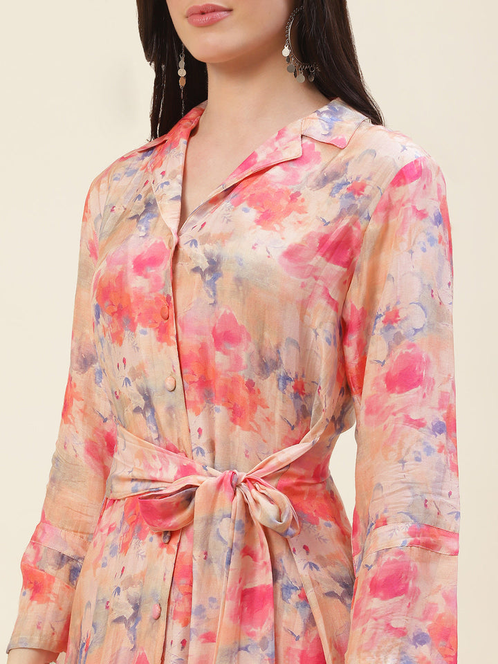 Muslin Short Kurti &amp; Flared Pants Co-ord Set
