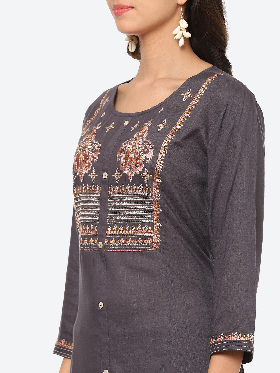 Resham Work Cotton Kurta With Pant