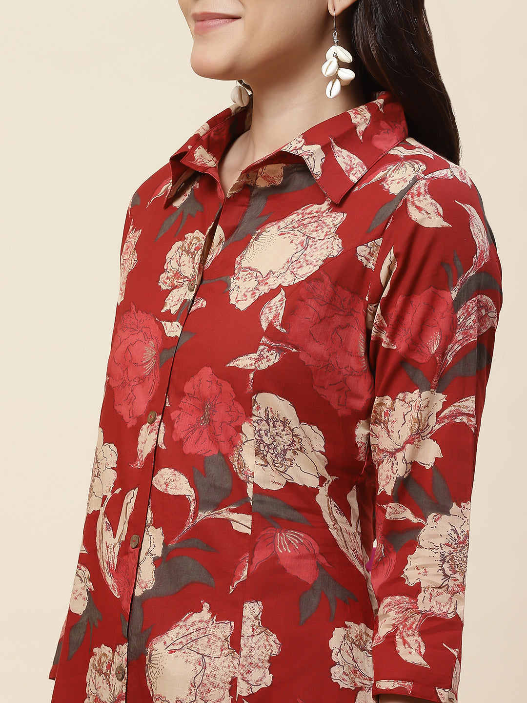 Floral Printed Cotton Kurta With Pants