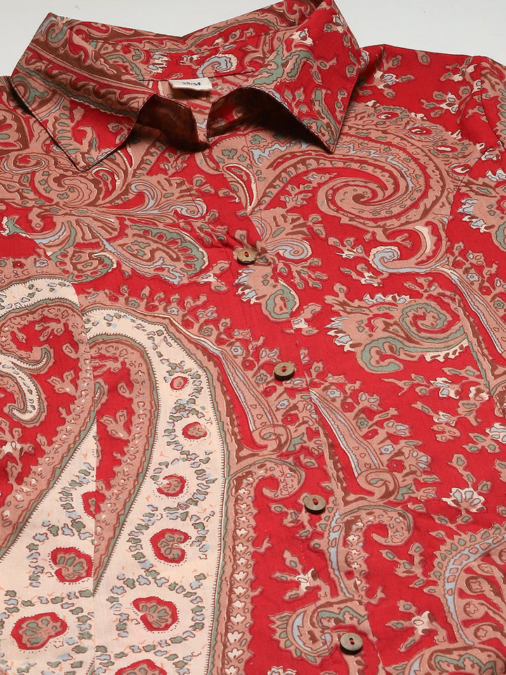 Paisley Printed Cotton Kurta With Pants