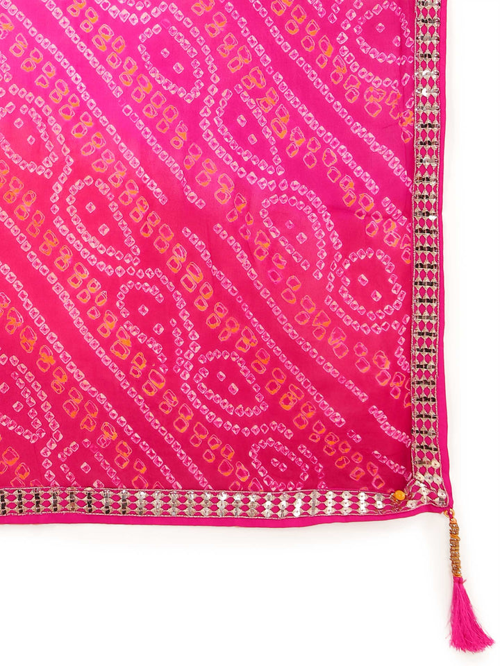 Sequin Embroidered Georgette Choli With Lehenga &amp; Dupatta