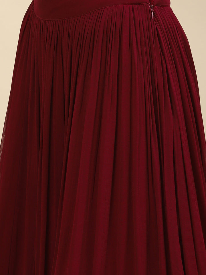 Sequin Embroidered Georgette Peplum Choli With Lehenga &amp; Dupatta